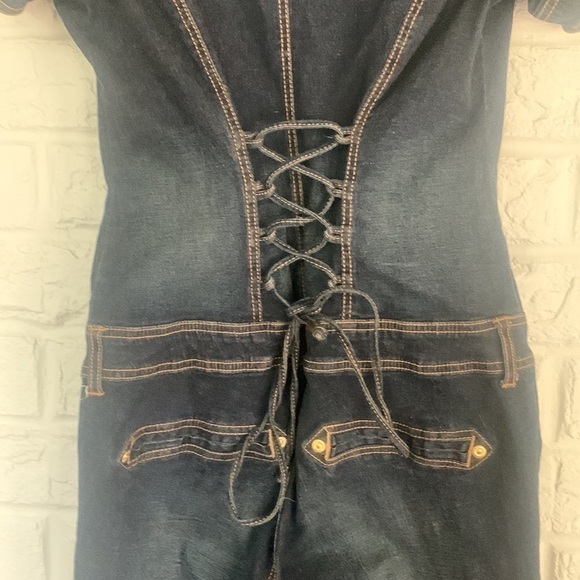COPY - Baby Phat Y2K Denim Gold Zipper- Back Corseted Tie size 5 - Picture 11 of 13